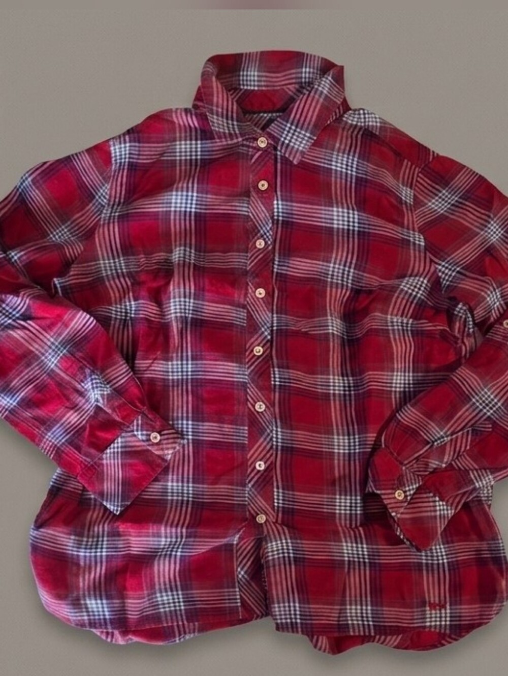 Talbots Red Plaid Button-Down Shirt